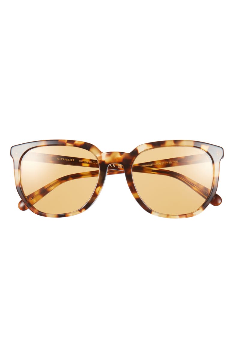COACH 55mm Round Sunglasses, Main, color, Honey Horn
