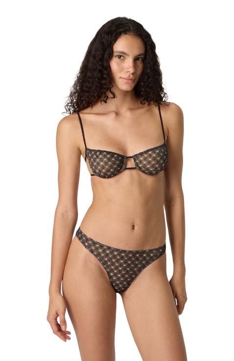 Balconette Bikini In Lamé Viscose With Spiderweb Motif