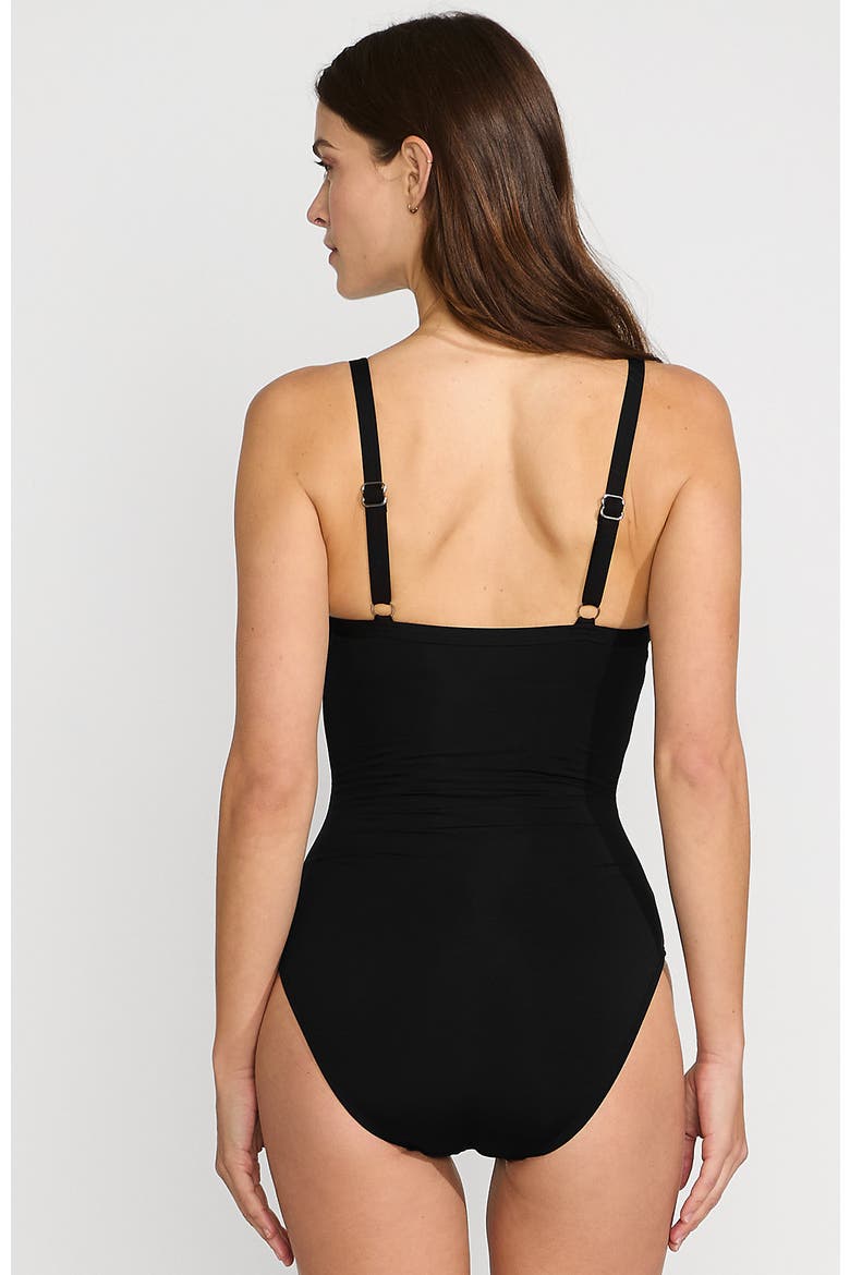 Chlorine Resistant Sculpting Control Draped One Piece Swimsuit, Alternate, color, Black