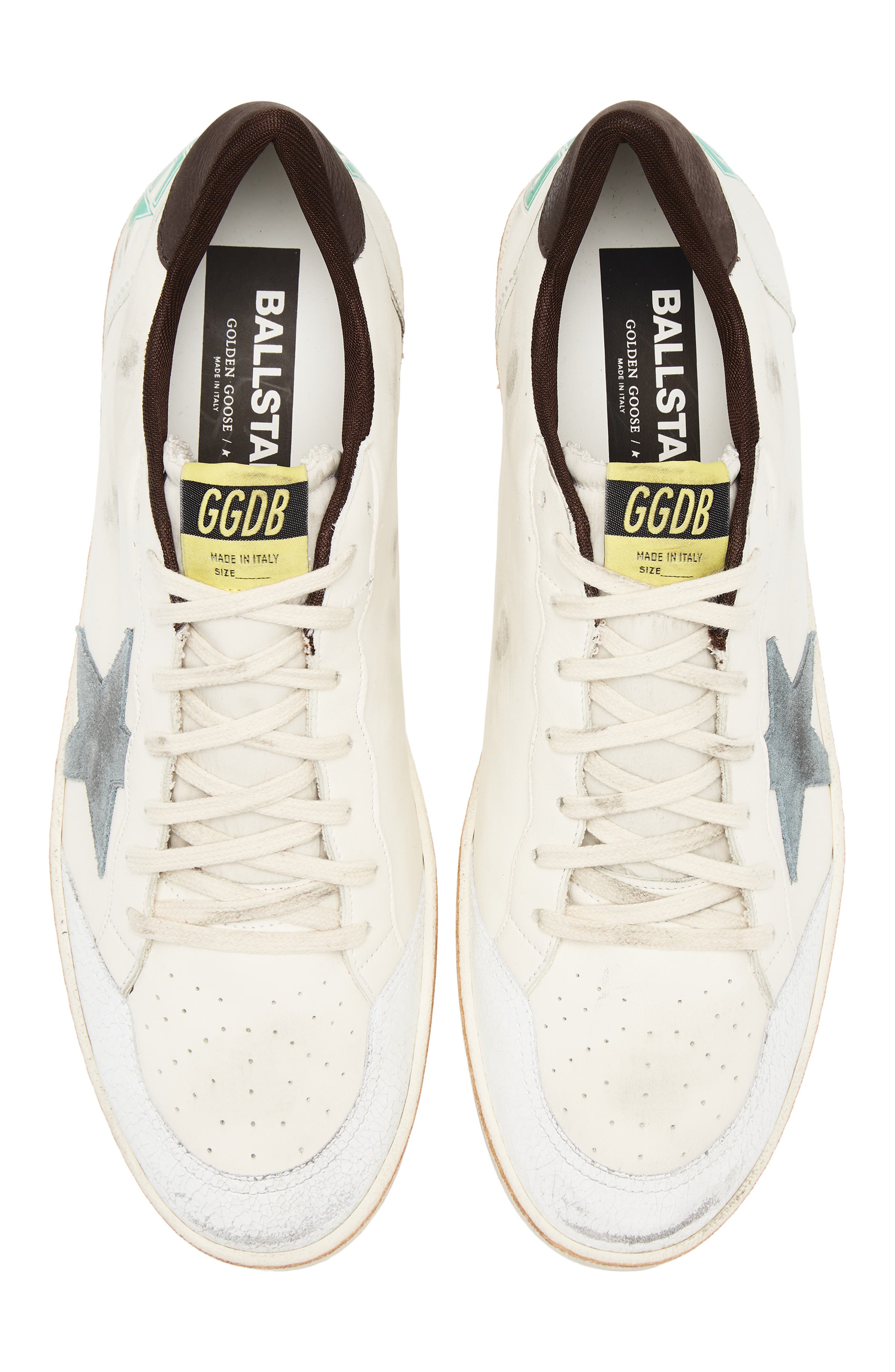 Golden Goose Ball Star Low Top Sneaker, Alternate, color, White/Silver Blue/Brown