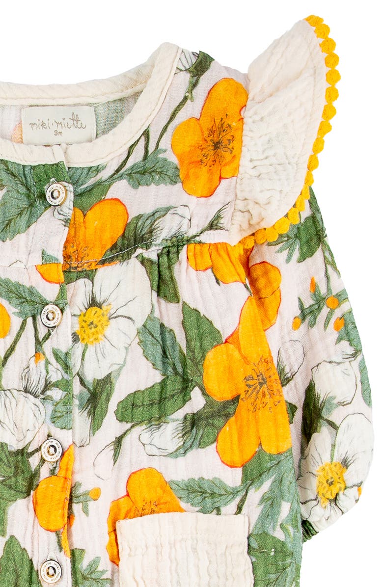 Miki Miette Ada Floral Cotton Ruffle Romper, Alternate, color, 