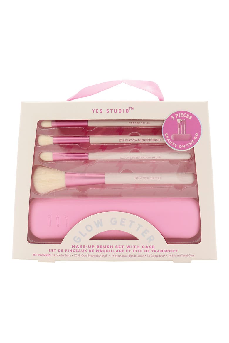 5-Piece Makeu-Up Brush Set with Carrying Case, Alternate, color, PINK