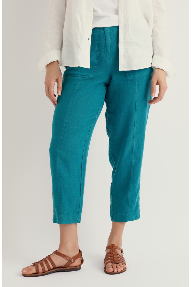 Saltings Cropped Linen Pants, Main, color, DEEP DIVE