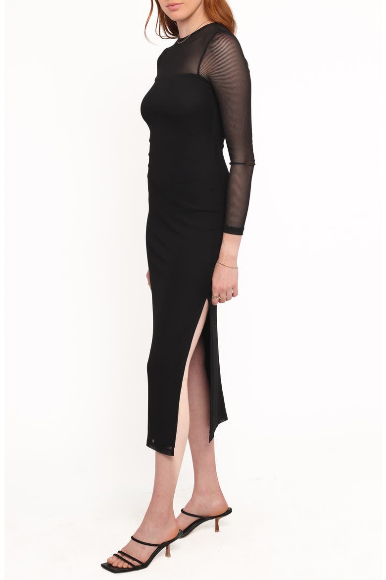 Famille Long Sleeve Midi Dress, Alternate, color, BLACK