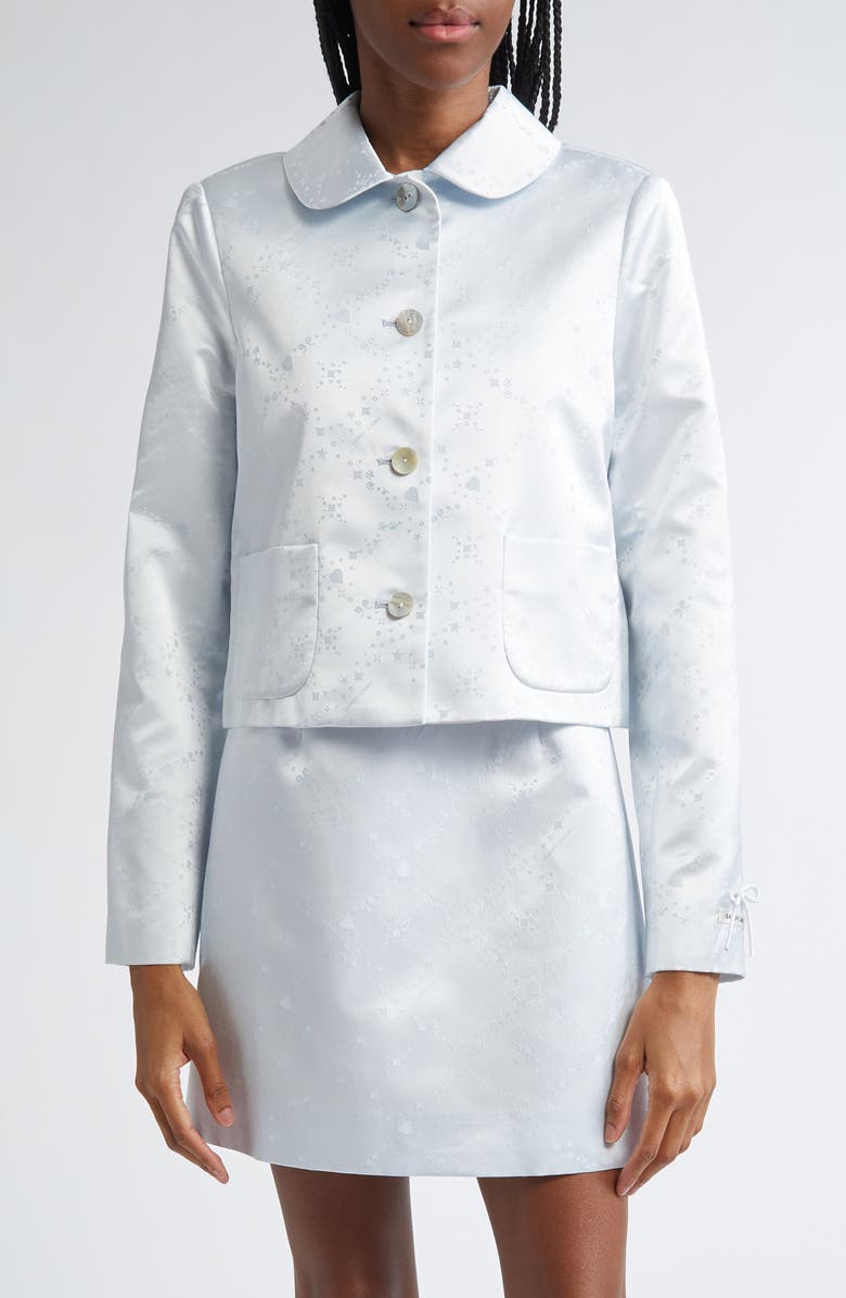Sandy Liang Shelby Jacquard Crop Satin Jacket, Main, color, 