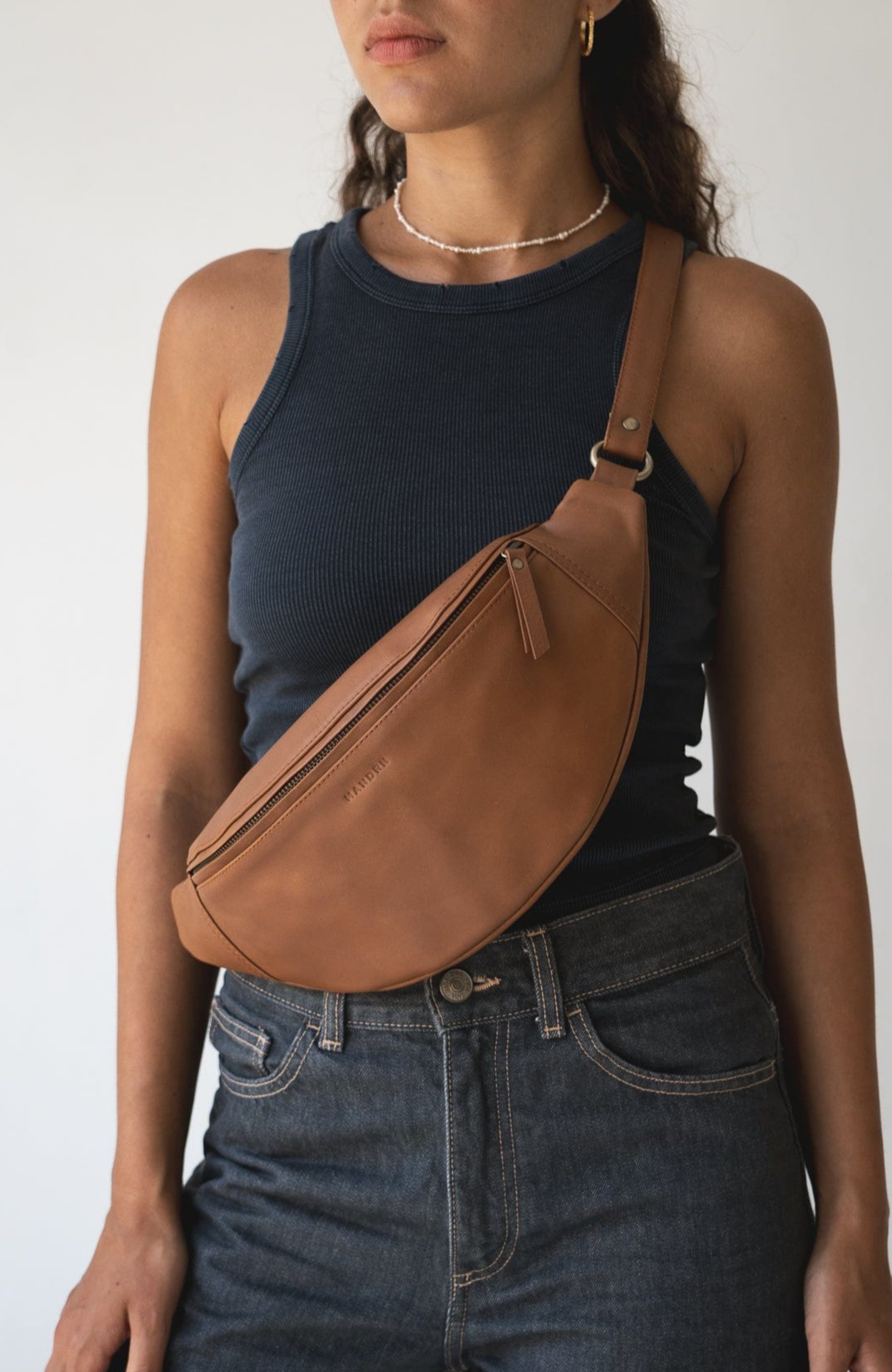 Mandrn Leather Crossbody Bag, Alternate, color, Tan