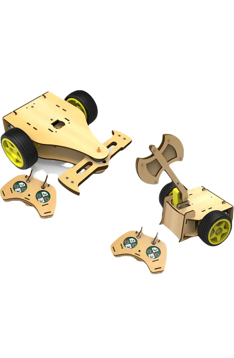 MODBOX DIY Motorized Battle Robot Kit, 2 Pack, Build Wooden Toy Fighter Bots, Main, color, 