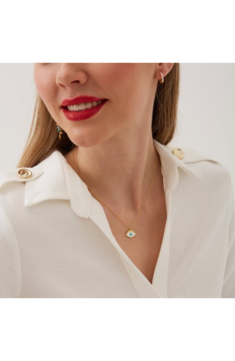 Spero London Sterling Silver Evil Eye Eyelash Necklace, Alternate, color, Gold