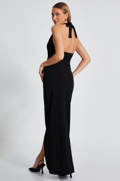 Quiz Scuba Crepe Buckle Detail Halter Neck Maxi Dress