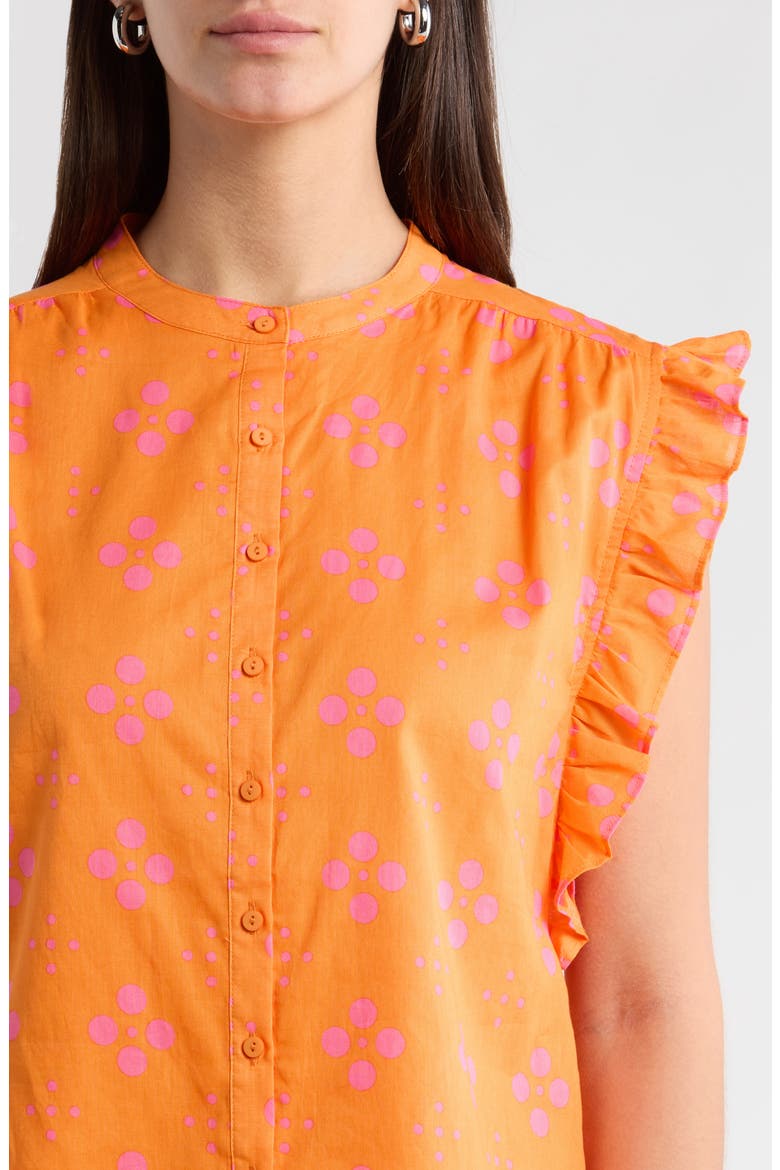 Donna Dot Hessi Sleeveless Button-Up Shirt, Alternate, color, ORANGE-PINK