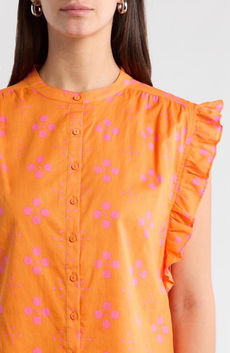 SUGARLIPS Donna Dot Hessi Sleeveless Button-Up Shirt, Alternate, color, Orange-Pink