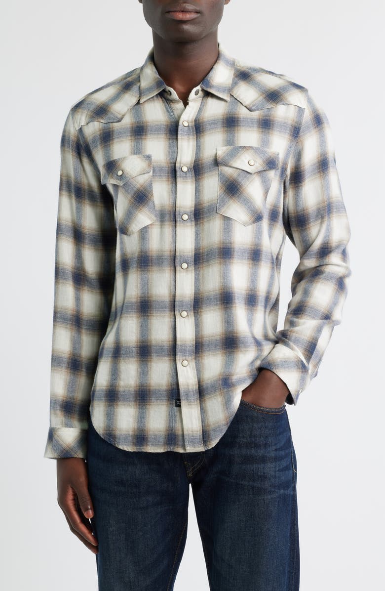 Rails Roy Relaxed Fit Snap-Up Shirt, Main, color, Wheat Marine Heather