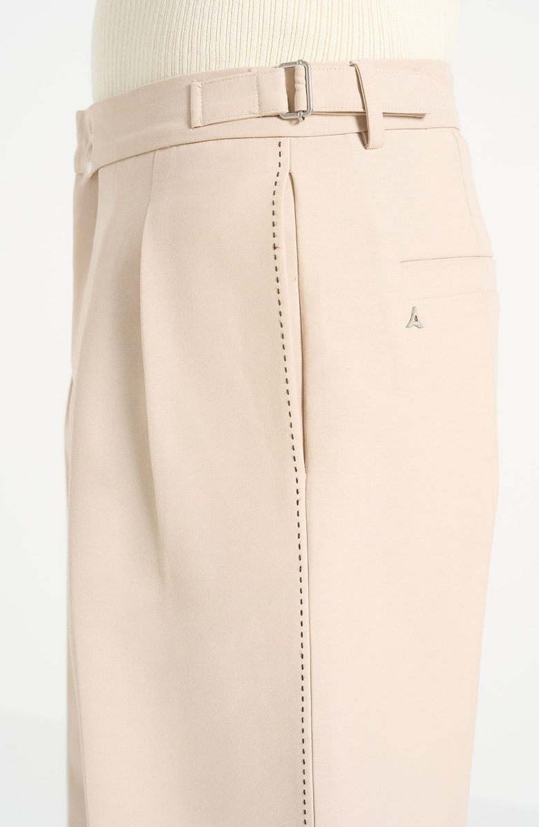 Manière De Voir Nolan Twin Pleat Chino Trousers with Stitch Detail, Alternate, color, Beige