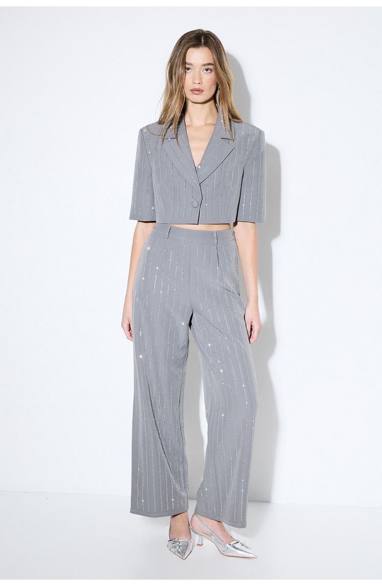 MissPap Premium Embellished Cropped Blazer, Alternate, color, Grey