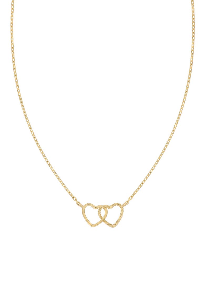 14K Gold Interlocking Heart Pendant Necklace, Main, color, 14KY