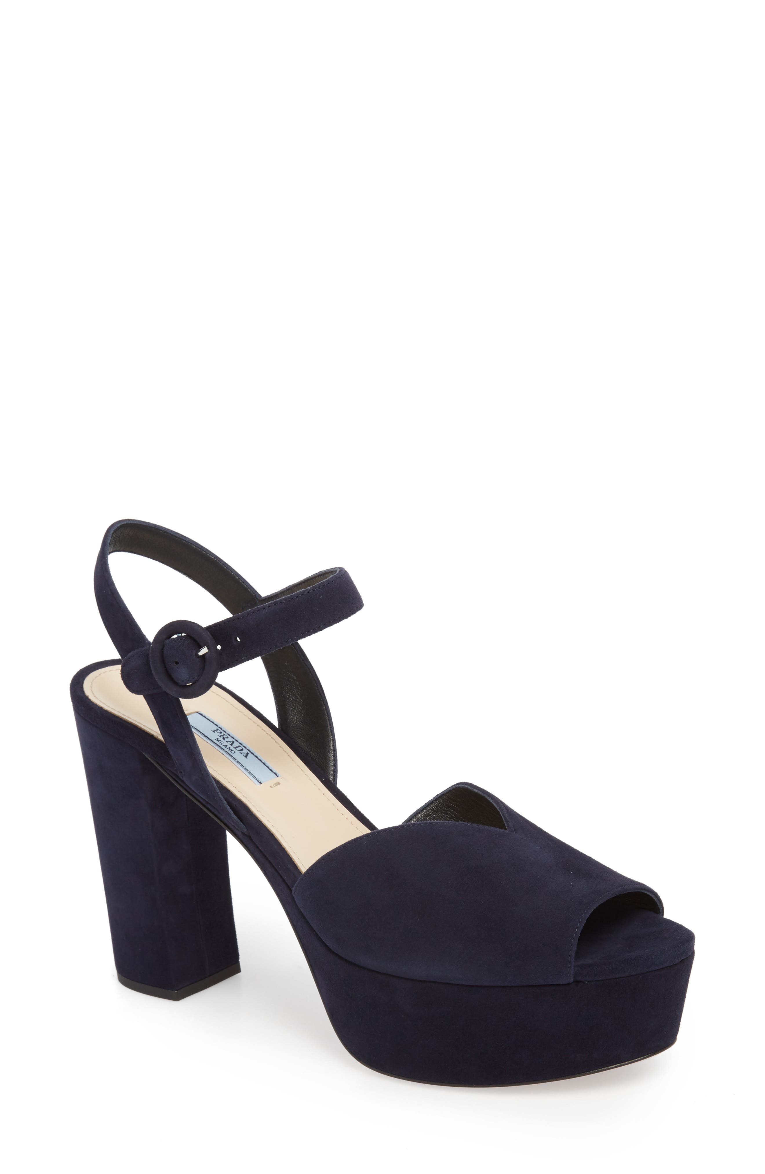 Prada Quarter Strap Platform Sandal, Main, color, 