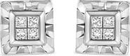 Haus of Brilliance Silver 1/6 Ct Invisible Princess Quad Composite Stud Earrings