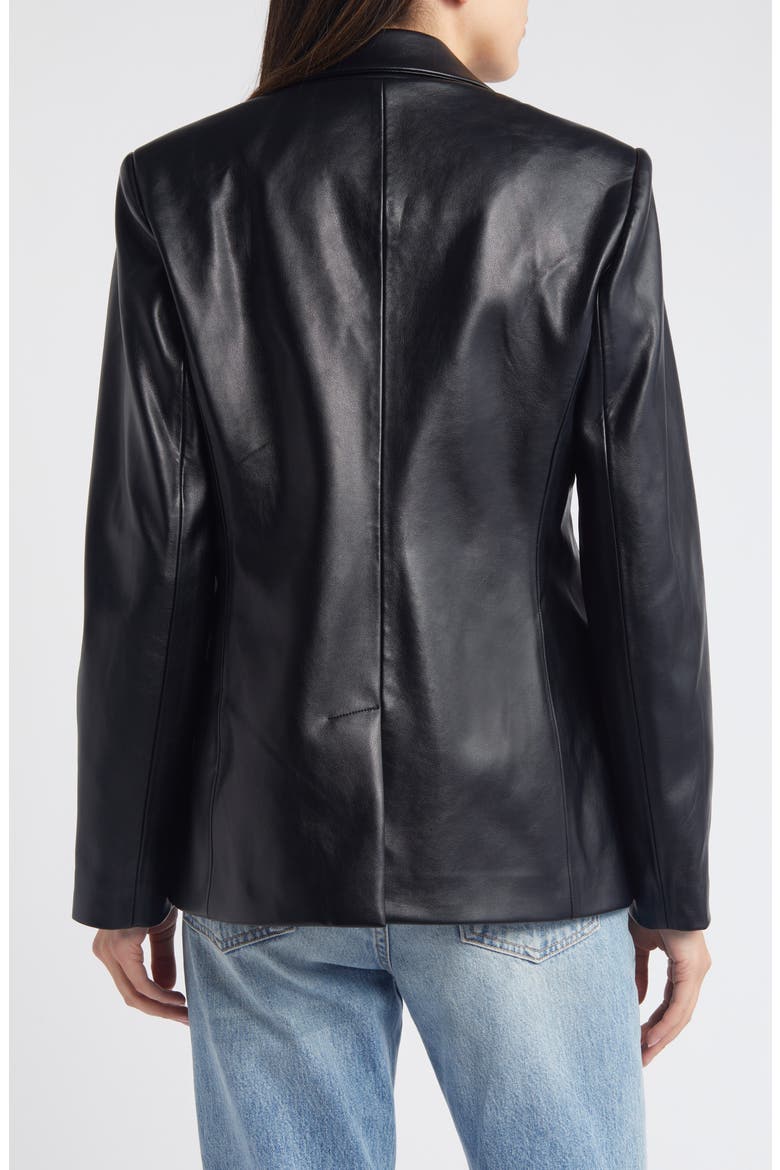 Faux Leather Blazer, Alternate, color, BLACK