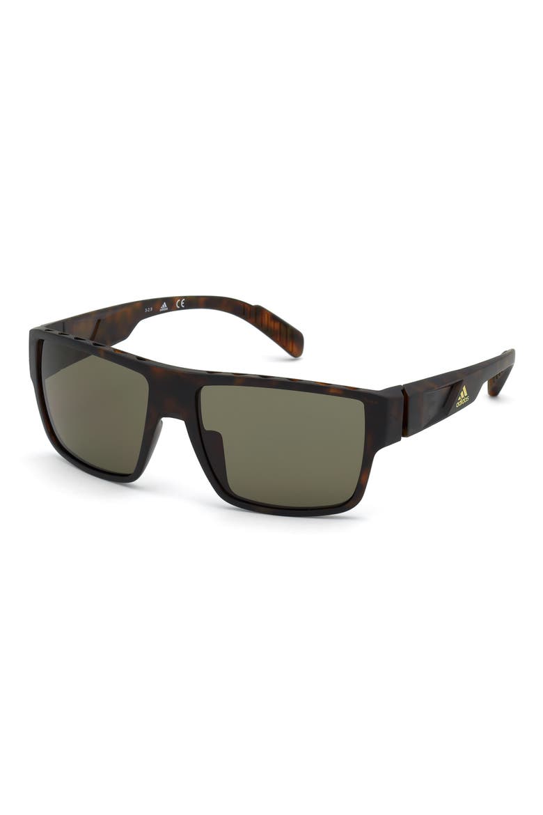 57mm Kolor Up Rectangle Sunglasses, Main, color, DARK HAVANA/ GREEN