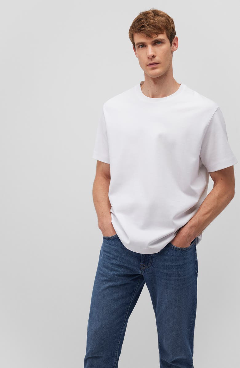 Mavi Jeans Solid White Cotton Blend Crewneck T-Shirt, Alternate, color,