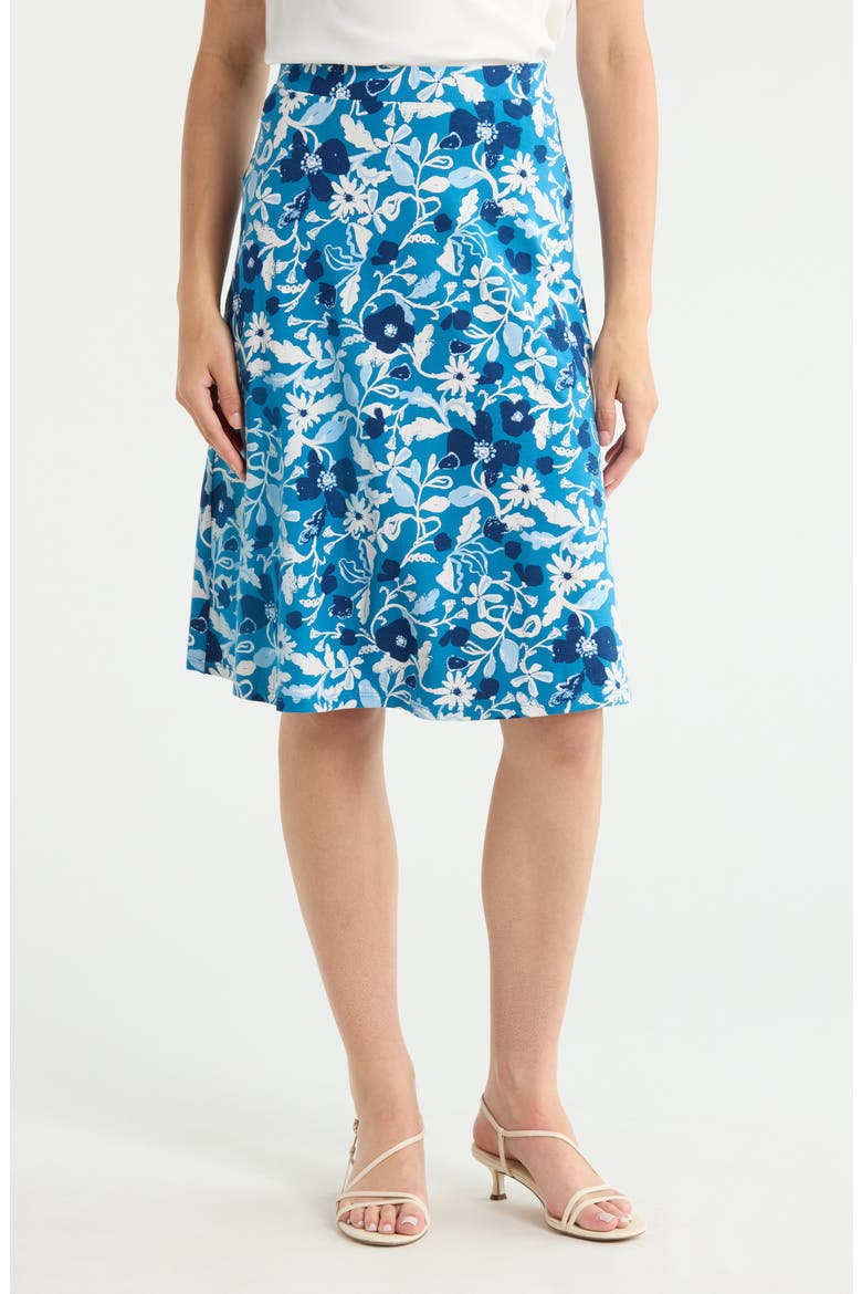 Rose A-Line Stretch Organic Cotton Midi Skirt, Main, color, WINDING MEADOW SAILBOATS