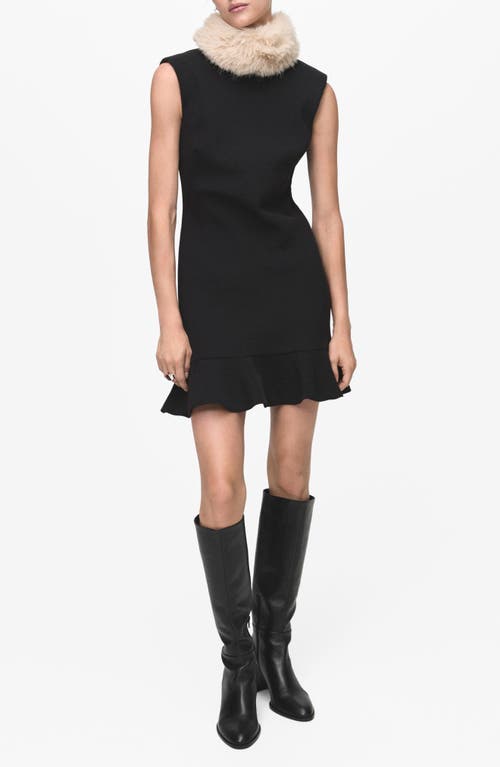 Mango Landa Sleeveless Ruffle Hem Dress In Black