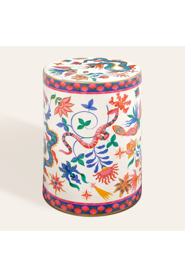 Tanbu Porcelain Stool 12" x 12" Artisan Furniture, Main, color, White