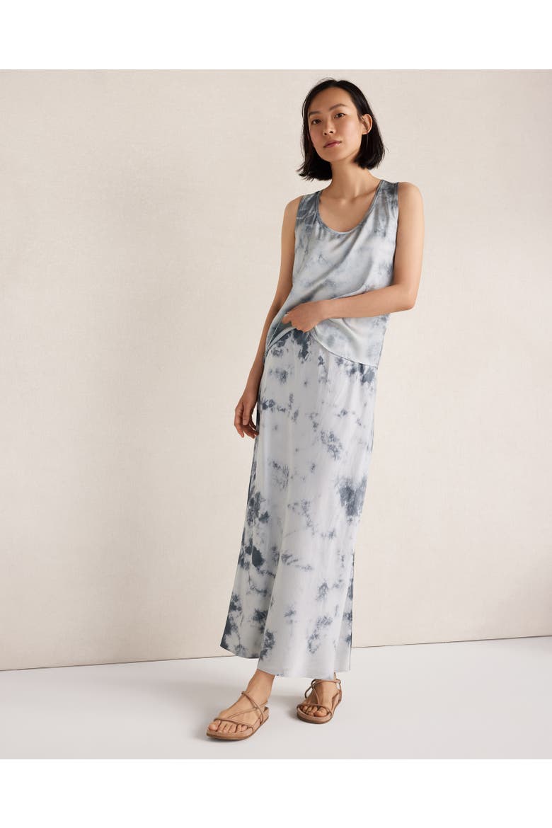 Washable Silk Tie-Dye Maxi Skirt, Main, color, North Sea Tie Dye