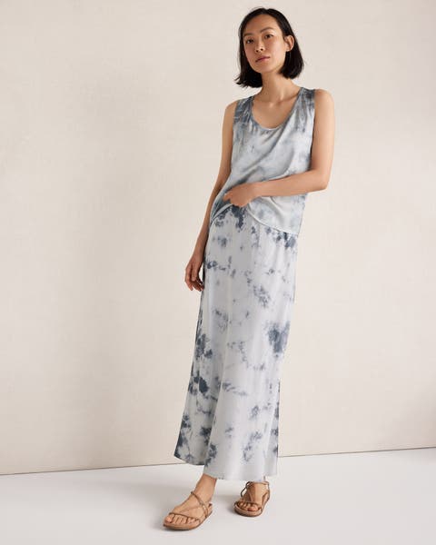 Washable Silk Tie-Dye Maxi Skirt