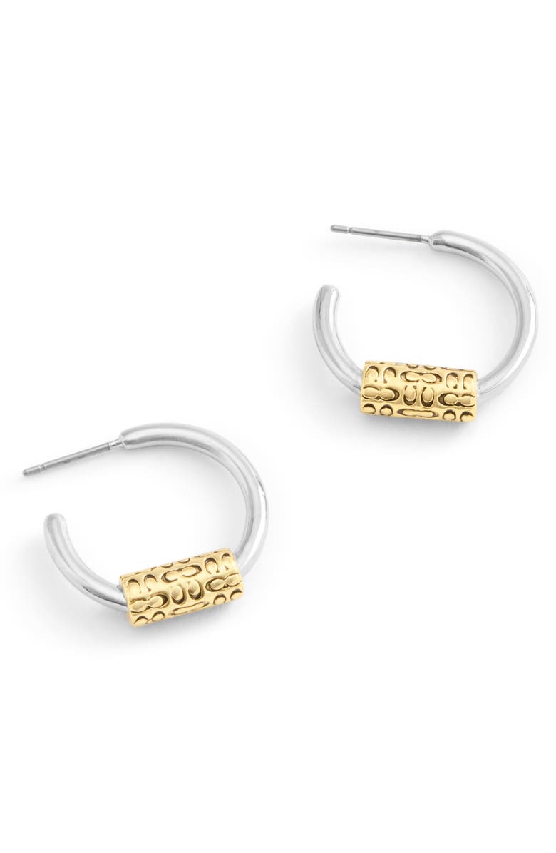 COACH Logo Bead Huggie Earrings, Alternate, color, 