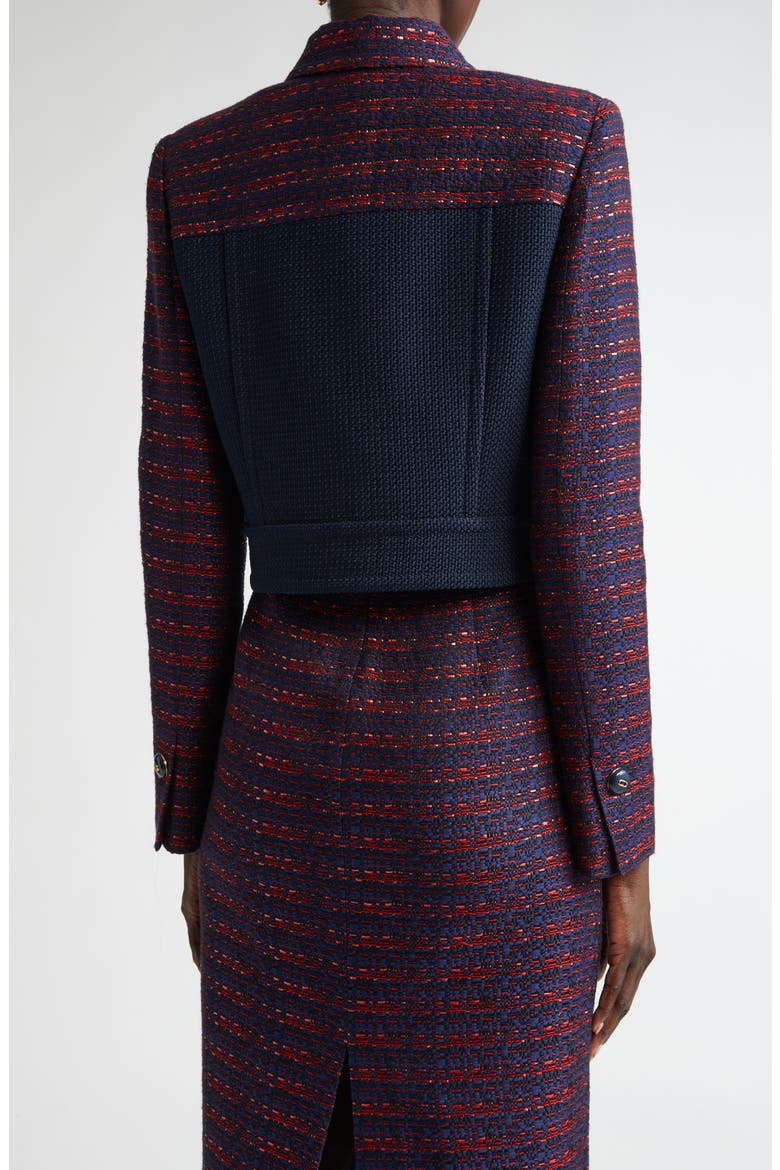 Colorblock Tweed Crop Jacket, Alternate, color, MIDNIGHT/ GERANIUM MULTI