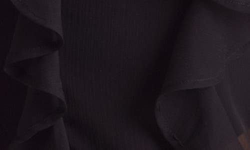 Mimi Flamingo Breeze Ruffle Sheer Cover-up Poncho In Black