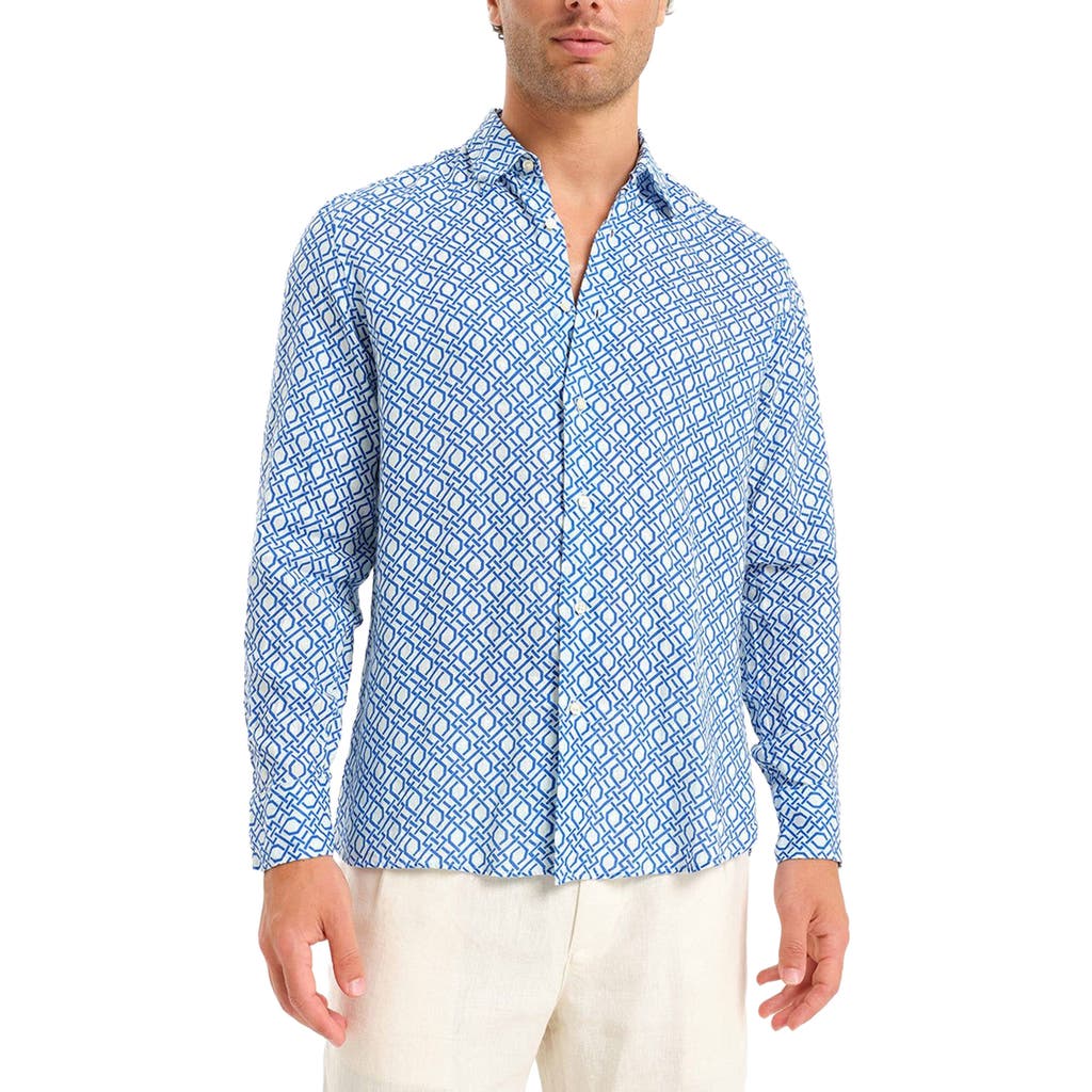 Peninsula Swimwear Giglio Linen Shirt in Blue Multicolor  product