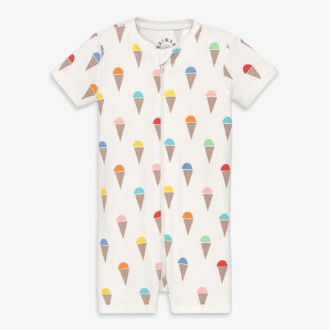 Baby Organic Zip Shortie In Rainbow Scoops