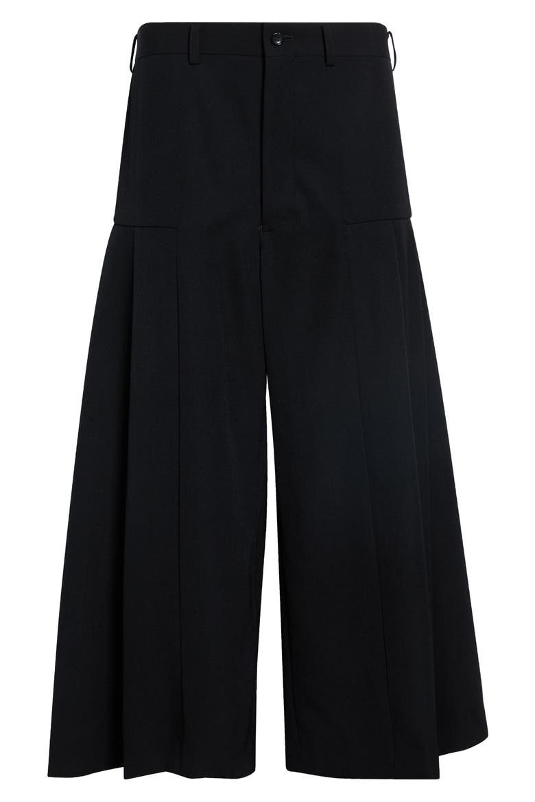 Wool Gabardine Pleated Wide Leg Pants, Main, color, BLACK