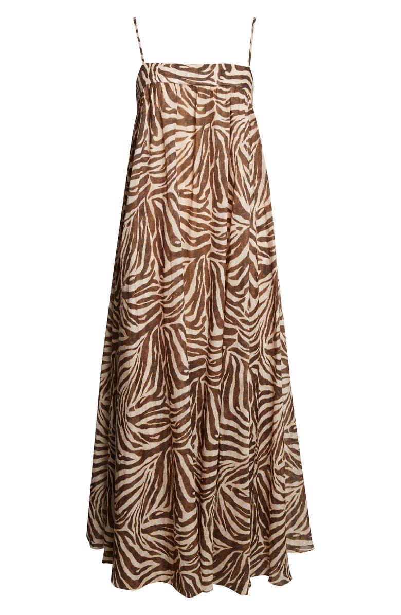 Zimmermann Wanderlust Zebra Stripe Cotton Maxi Dress, Alternate, color, Zebra