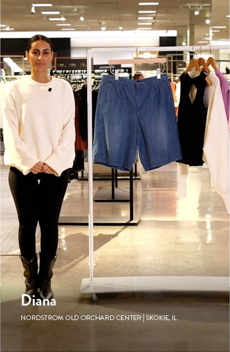 Relaxed High Waist Denim Bermuda Shorts, sales video thumbnail