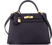 Pre-Owned Hermes Kelly Handbag Black Epsom with Gold Hardware 28
