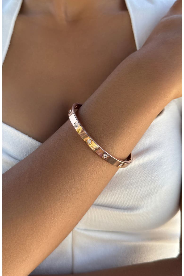 Tarnish Resistant Crystal Bangle Bracelet, Alternate, color, PINK