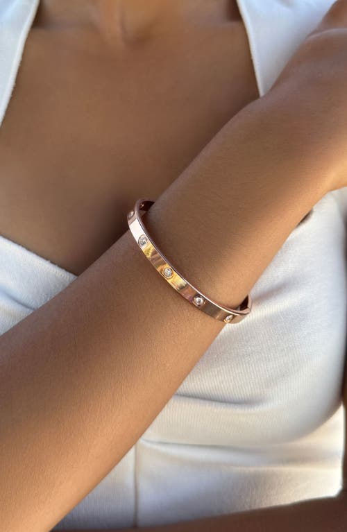 Adornia Tarnish Resistant 14k Rose Gold Plated Crystal Eternity Cuff In Brown