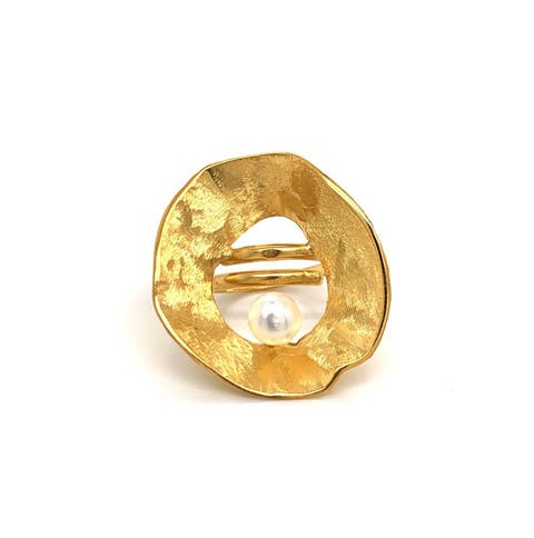Sea & Moon Medium Ring, Sterling Silver with Gold Plate