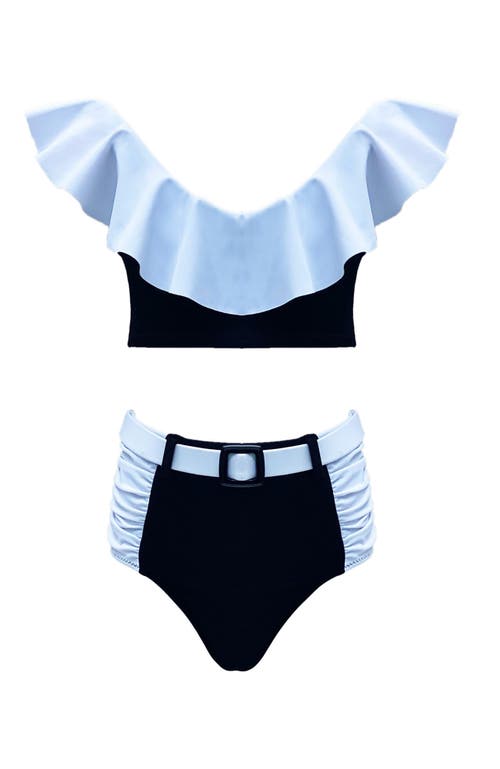 Nessi Byrd Side-ruched High Waist Retro Belted Two Piece Bikini, Toddler, Little Kid & Big Kid In Multi