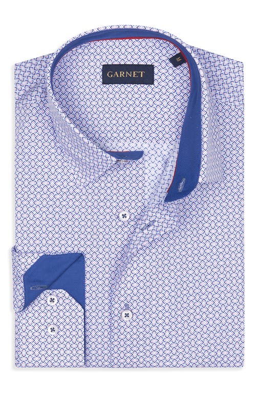 Studio Garnet Los Angeles Mosaic Print Stretch Supima Cotton Button-up Shirt In Blue