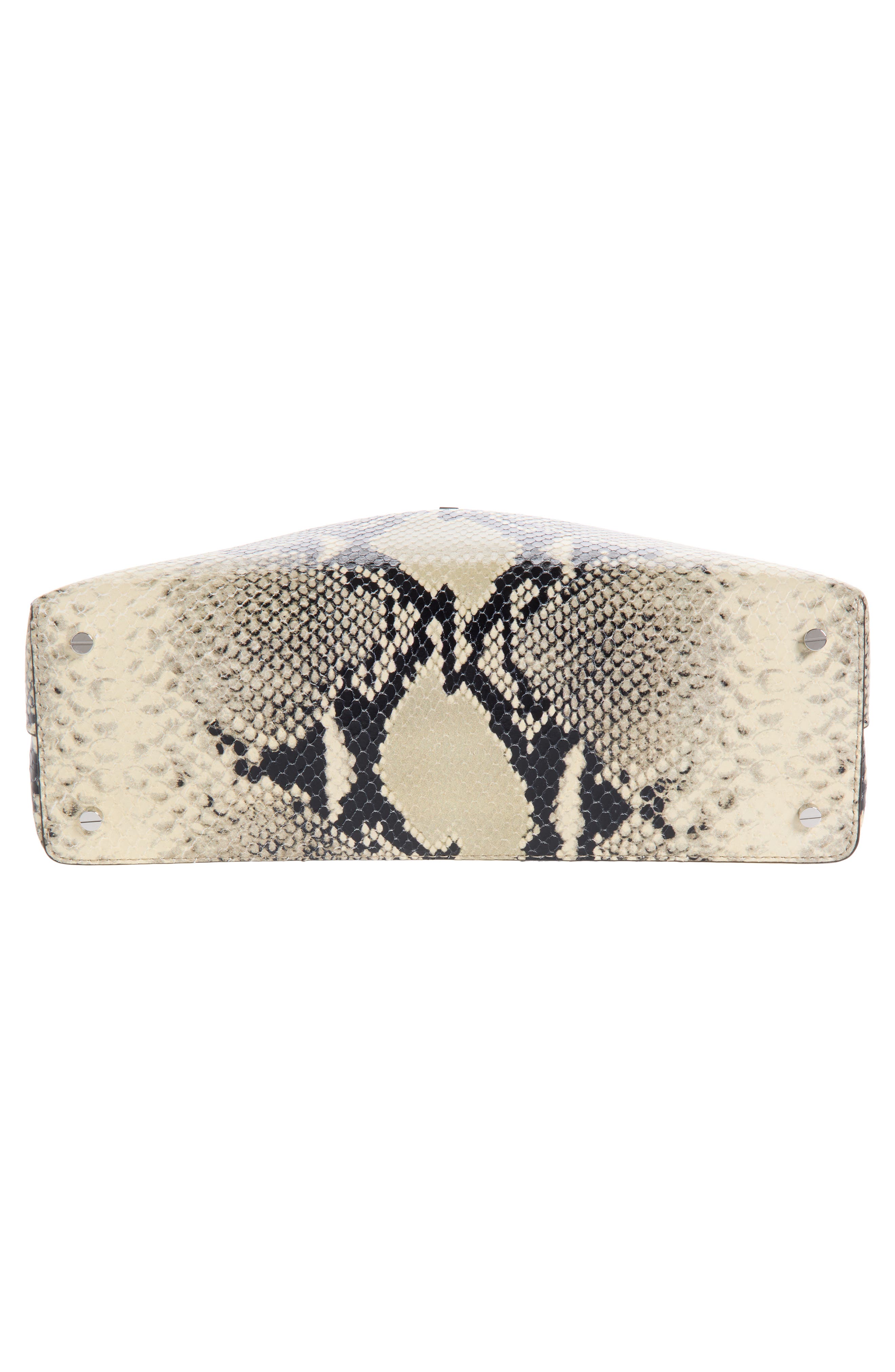T-Lock Python Embossed Leather Clutch, Alternate, color, BLACK/ ECRU