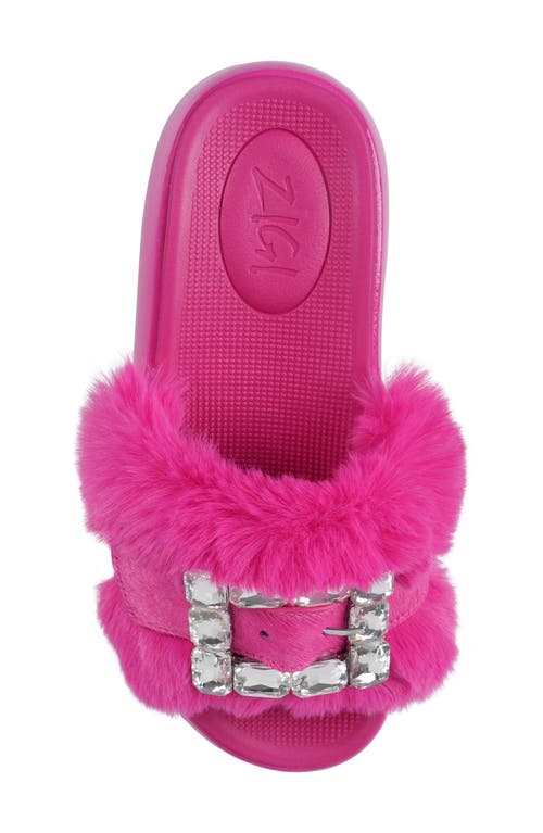 Zigi Fab Faux Fur Platform Sandal In Pink
