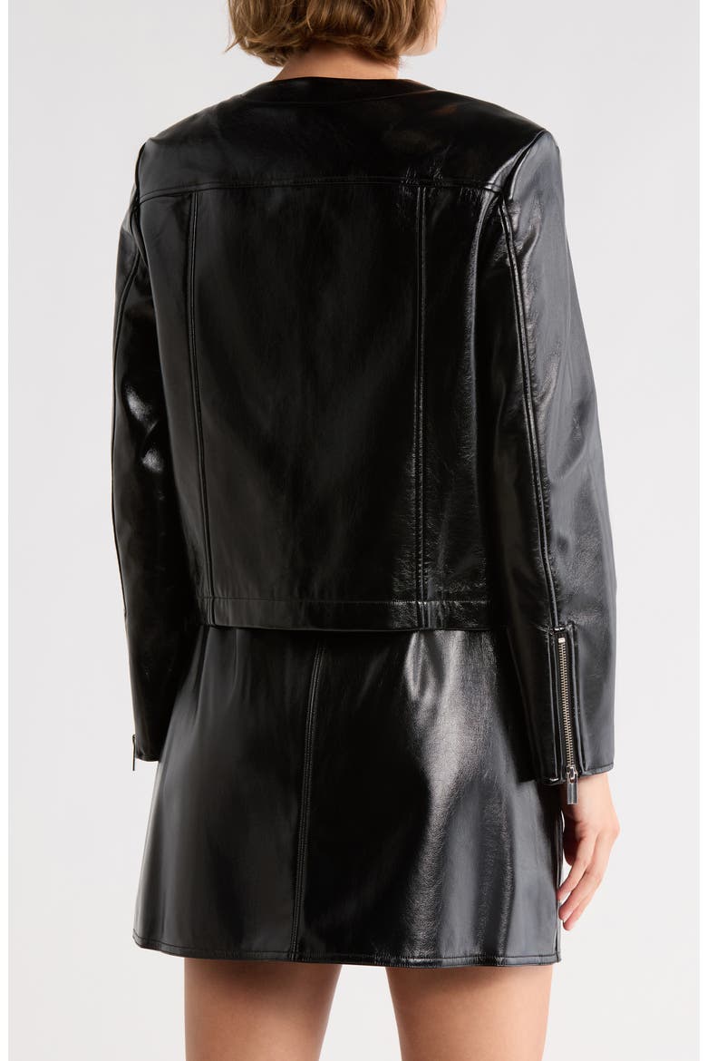 Crop Faux Leather Jacket, Alternate, color, BLACK