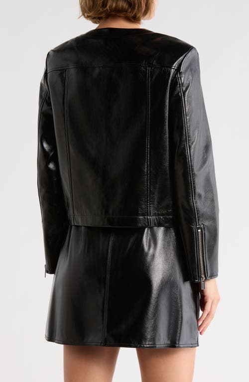 Theory Crop Faux Leather Jacket In Black