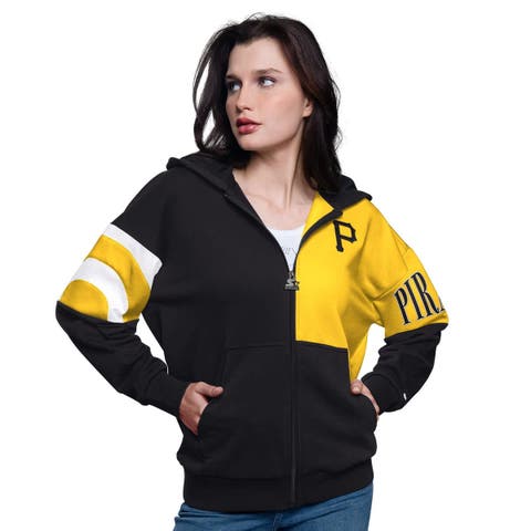 Women's Starter Black/Gold Pittsburgh Pirates Curve Ball Full Zip Hoodie Sweatshirt