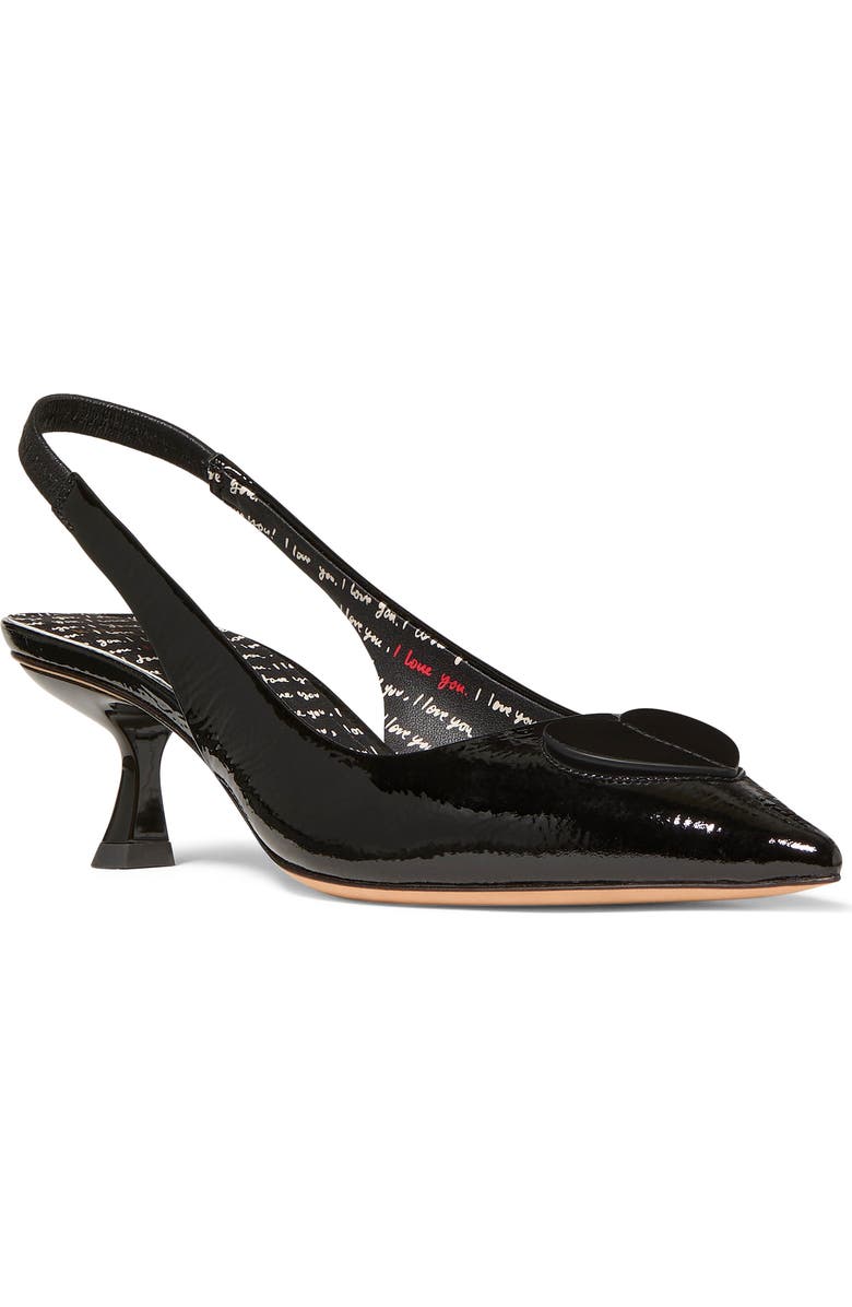 Kate Spade New York lover crinkle patent leather slingback pump, Main, color, Black