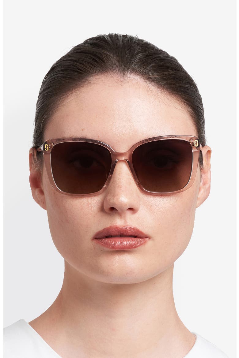 56mm Gradient Butterfly Sunglasses, Alternate, color, NUDE/ BROWN SF